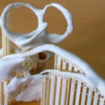 Magnified 3D print of structures at risk such as facial nerve and semicircular canals. Supports were automatically generated by the 3D printer's slicer software and can easily be removed.